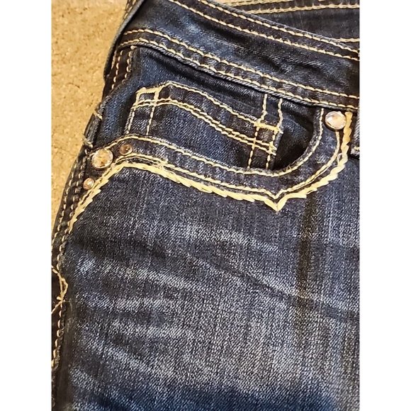 Ariat  Mid Rise Boot Jeans Women’s 34L Flair Heavy Stitch Studed Stretch Ruby - Picture 7 of 16